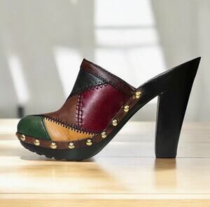Y2K Coach Q242 Emilia Patchwork Leather Mule Size 6.5M